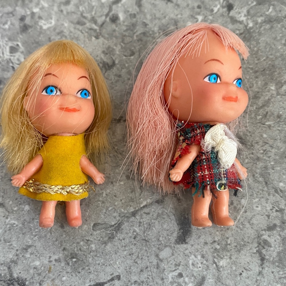 Vintage Liddle Kiddles Dolls by Mattel with Blonde and Pink Hair